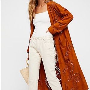 Free People Mallorca Leather duster Laser cut outs